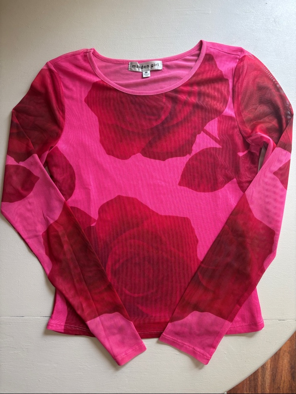 maiden girl Pink Floral Long Sleeve Top